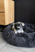 Load image into Gallery viewer, Calming Donut Dog Bed Charcoal Black
