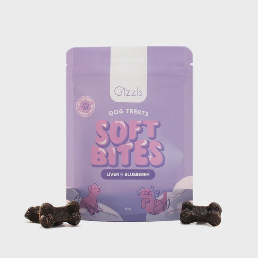 Gizzls Soft Bites Liver & Blueberry Dog Chews (150g)