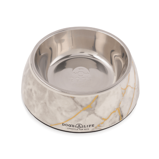 Melamine Stl Steel Bowl Marble (White01) L