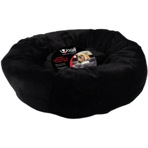 Wagit Mongolian Fleece Round Bed (Black)