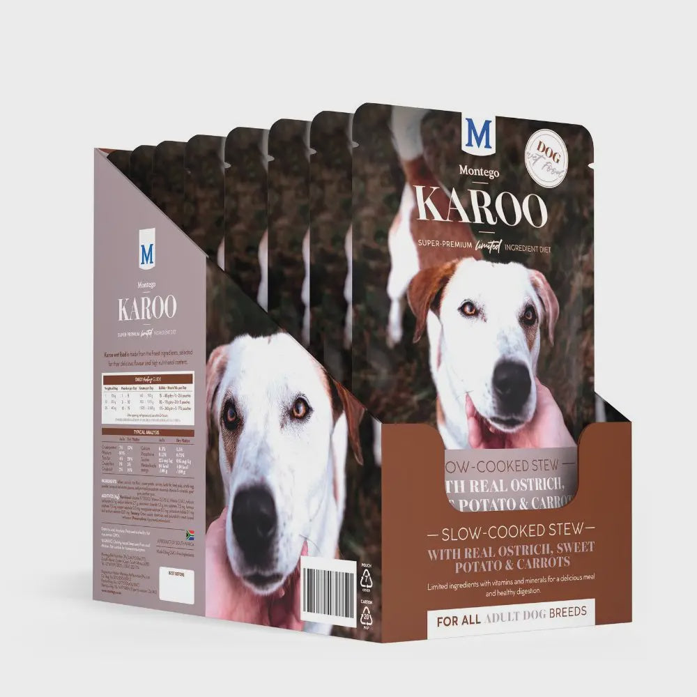 Karoo Adult Ostrich & Carrots Wet Dog Food Box