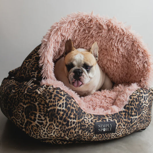 Burrow Dome Bed Pink Leopard Medium