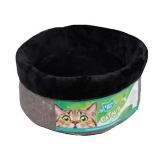 Feline Flair Interactive Catnip Round Bed Black and Grey