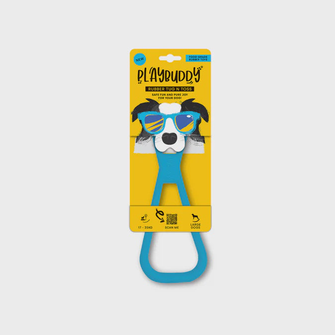 Tug and Toss Blue Dog Toy