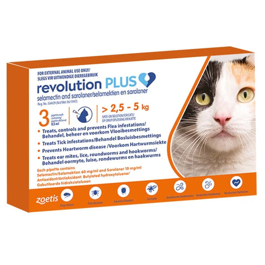 REVOLUTION PLUS CAT 0.5ML(2.5-5KG) 3'S ORANGE