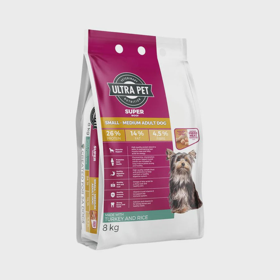 Ultra Dog Superwoof Turkey and Rice Small-Medium Adult Dog Food 8kg