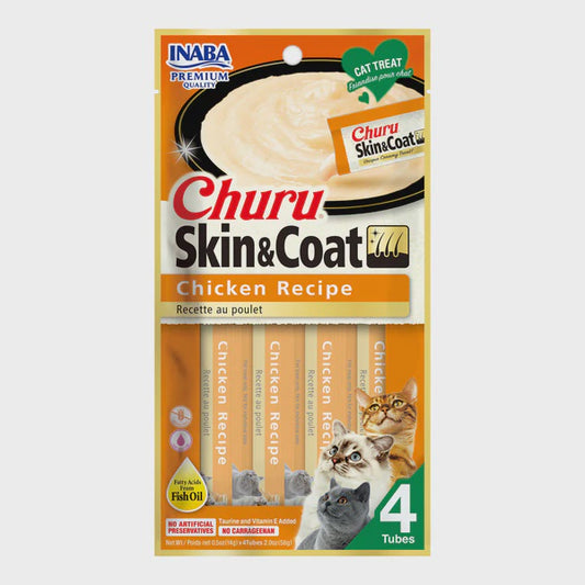 Churu Skin & Coat Chicken Recipe Cat Treats 4x14g