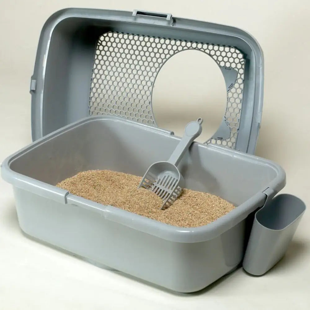 zaKatz - ZaHop Litter Tray with scoop for Cat's Best (Grey)