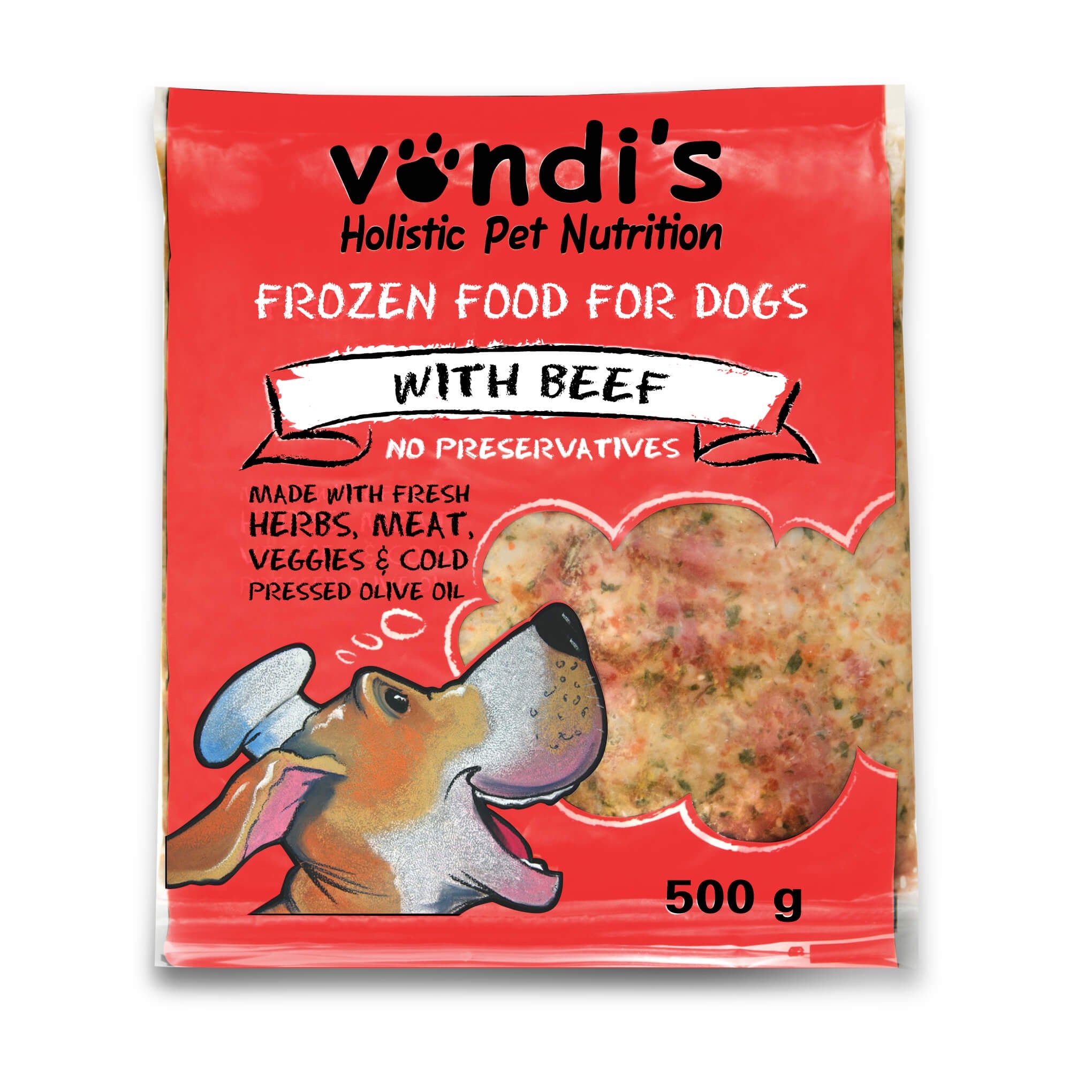 Vondis Natural Beef & Tripe Dog Food 500g (Collection Only)