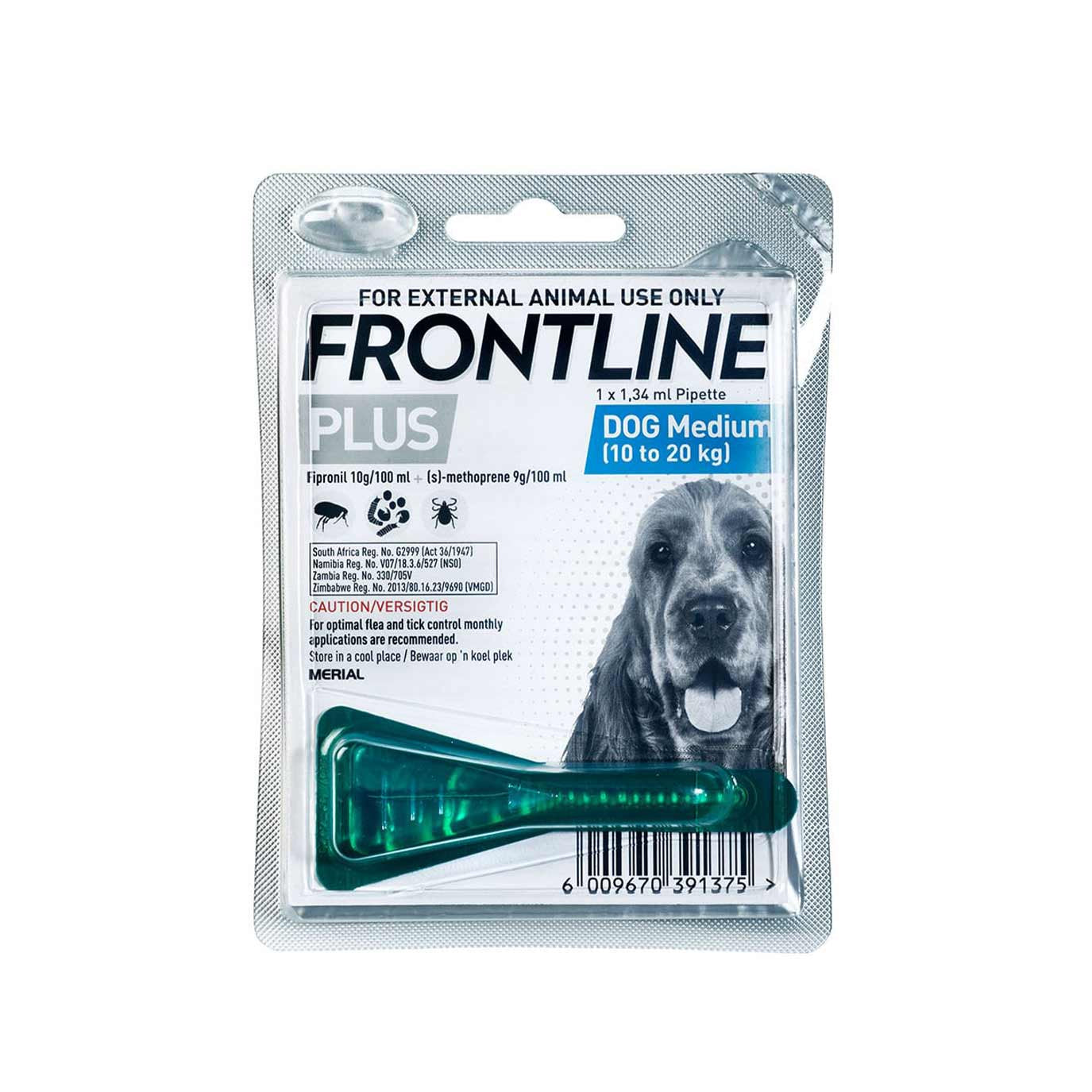 Frontline Plus Dog Tick & Flea (10-20kg) Medium (Singles)