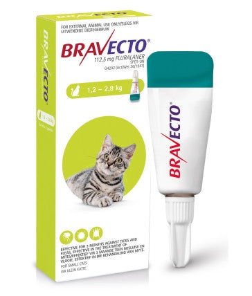 Bravecto Spot-On Cat Small  (1.2–2.8kg) 1x112mg Lime Green