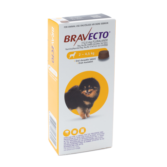 Bravecto Chew Dog mini  (2–4.5kg) 1x112.5mg Yellow