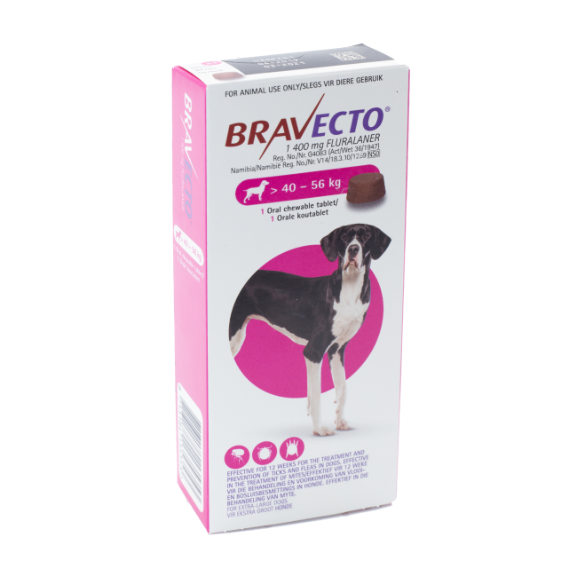 Bravecto Chew Dog X-Large (40–56kg) 1x1400mg Pink